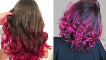 Mechas rosas no cabelo